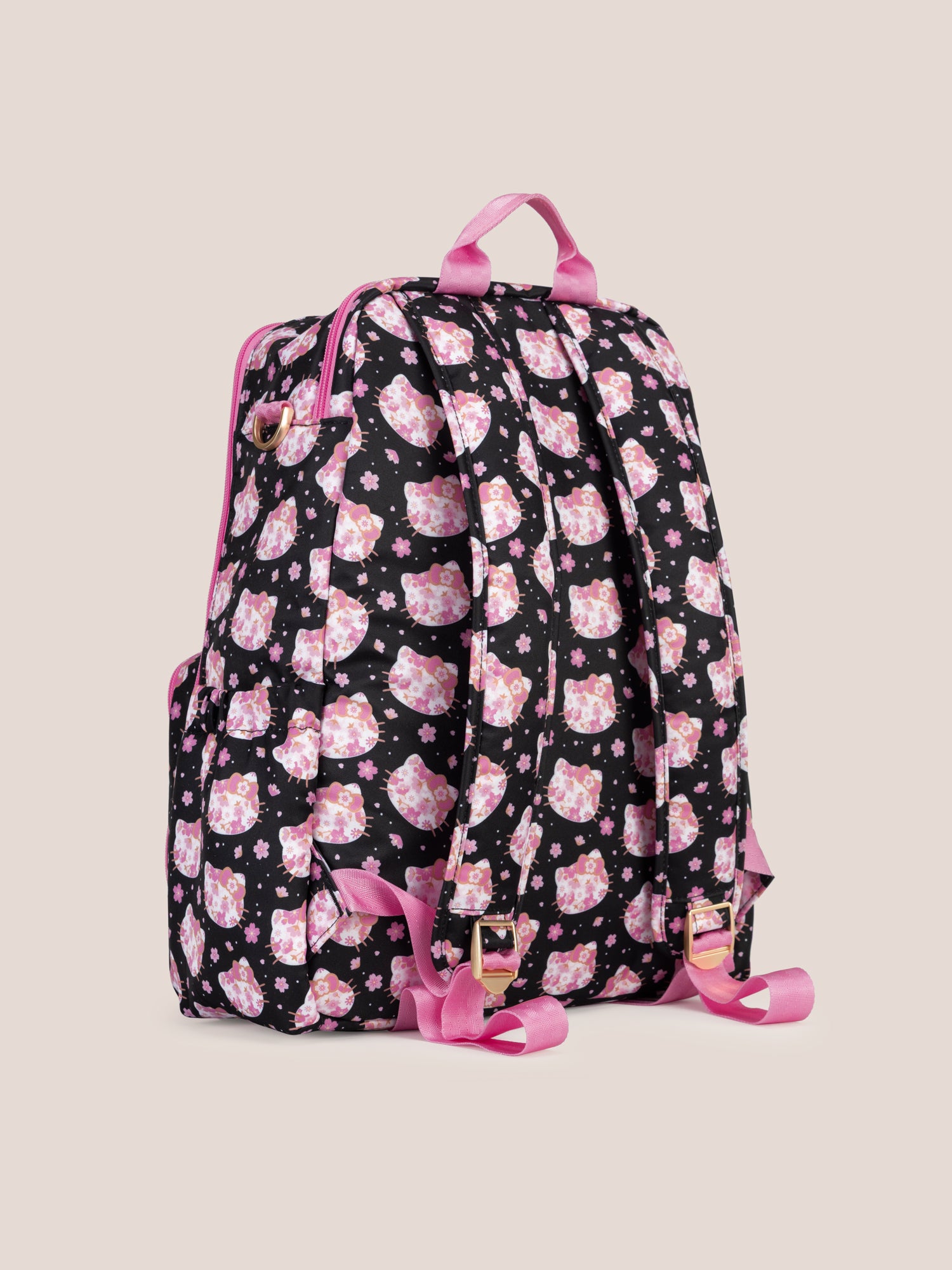 Hello Kitty® × JuJuBe Cherry Blossoms Zealous Backpack Diaper Bag — Black and Pink