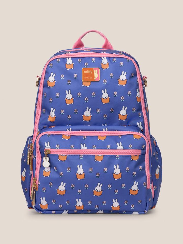 Miffy Flower Fields Zealous Diaper Bag Backpack - Blue &amp; Orange
