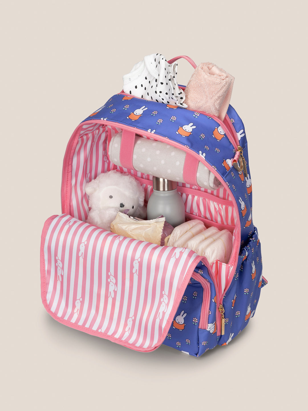 Miffy Flower Fields Zealous Diaper Bag Backpack - Blue &amp; Orange