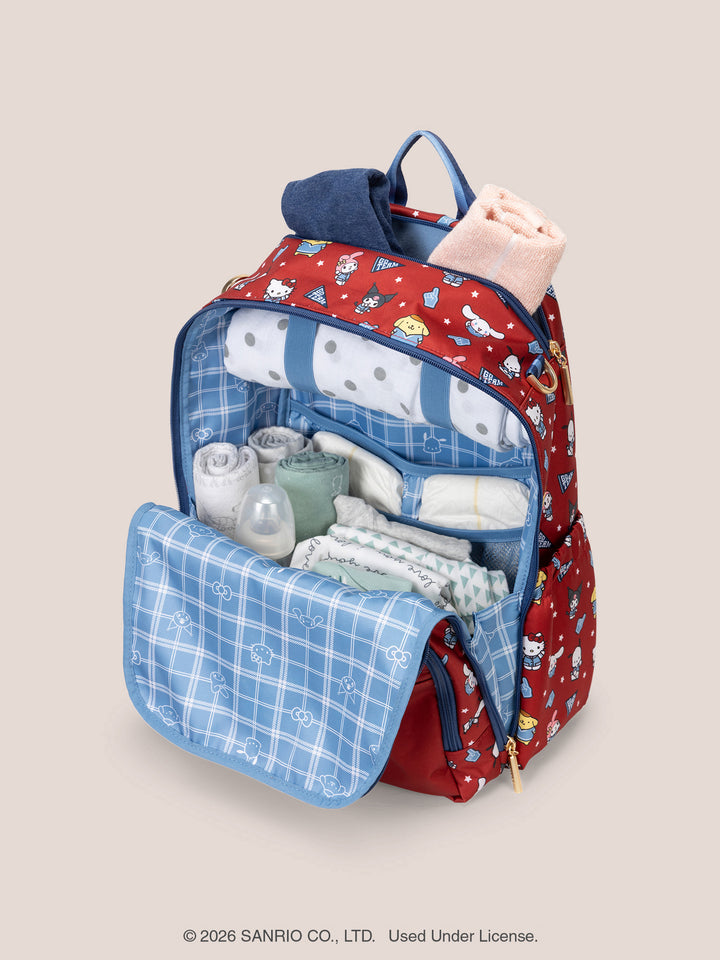 Hello Kitty® × JuJuBe Varsity Zealous Backpack Diaper Bag – Red and Navy