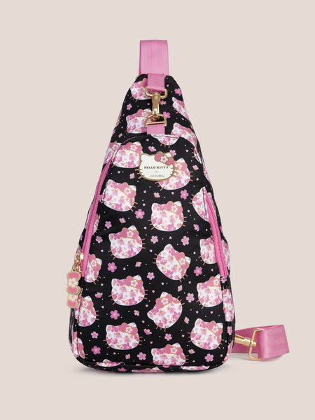 Hello Kitty® × JuJuBe Cherry Blossoms Crossbody Sling Diaper Bag — Bla