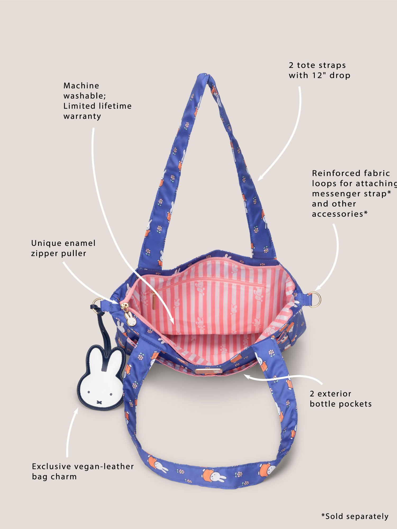 Miffy Flower Fields Be Light Tote Bag - Blue & Orange