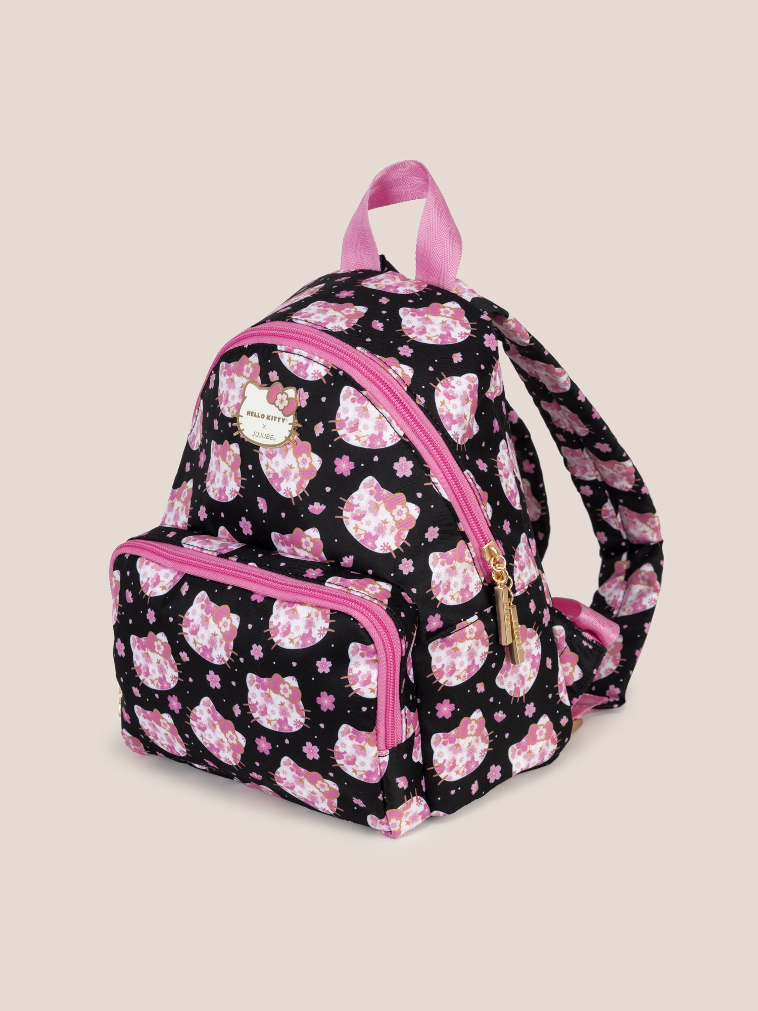 Hello Kitty® × JuJuBe Cherry Blossoms Everyday Mini Small Diaper Bag Backpack – Black and Pink