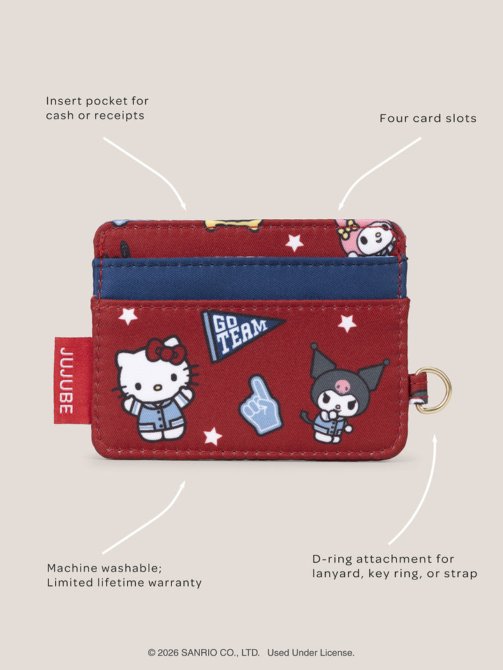 Hello Kitty® ×JuJuBe Varsity Be Charged Card Case Wallet – Red and Navy