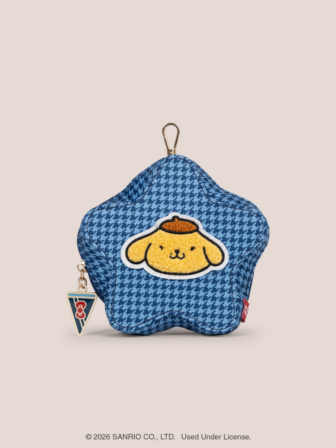 Hello Kitty® ×JuJuBe Varsity Star Mini Bag Clip-on Pouch Accessory – Dark Blue Houndstooth Featuring Pompompurin