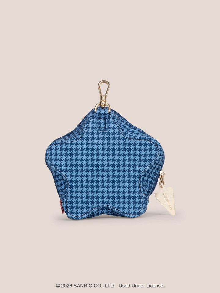Hello Kitty® ×JuJuBe Varsity Star Mini Bag Clip-on Pouch Accessory – Dark Blue Houndstooth Featuring Pompompurin