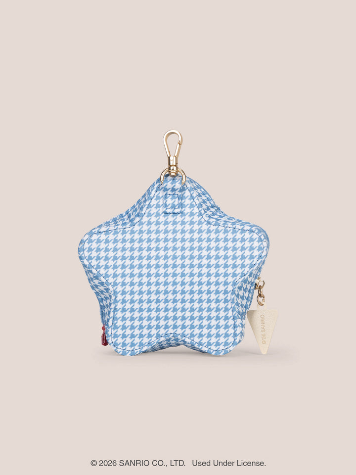 Hello Kitty® × JuJuBe Varsity Star Mini Bag Clip-on Pouch Accessory – Light Blue Houndstooth Featuring Kuromi