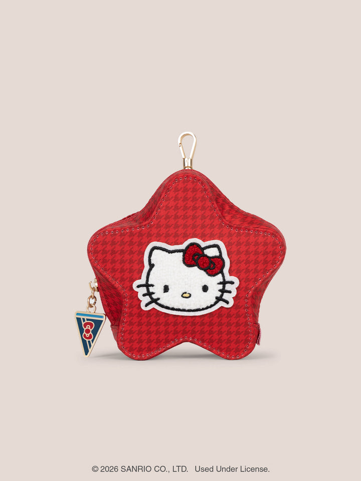 Hello Kitty® × JuJuBe Varsity Star Mini Bag Clip-on Pouch Accessory – Red Houndstooth Featuring Hello Kitty