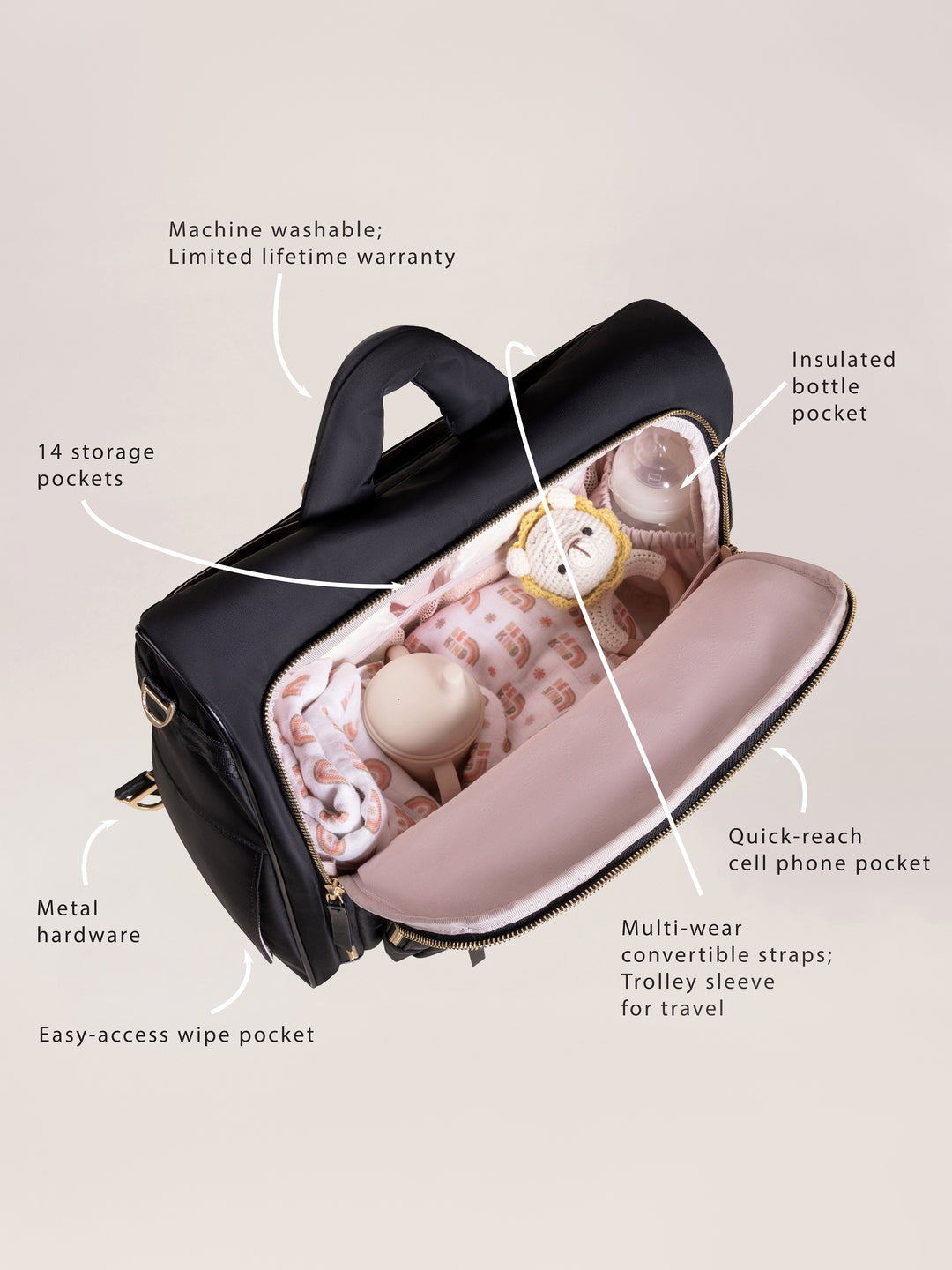 Satchel Diaper Bag - Black