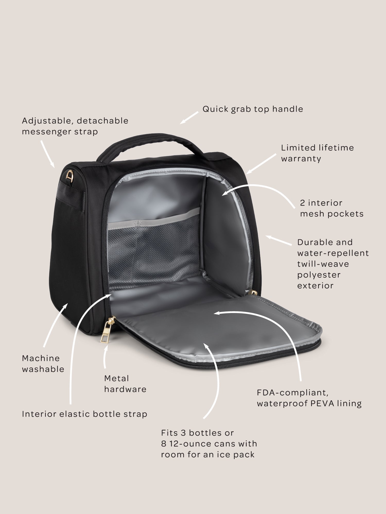 Insulated Bottle Bag - Black