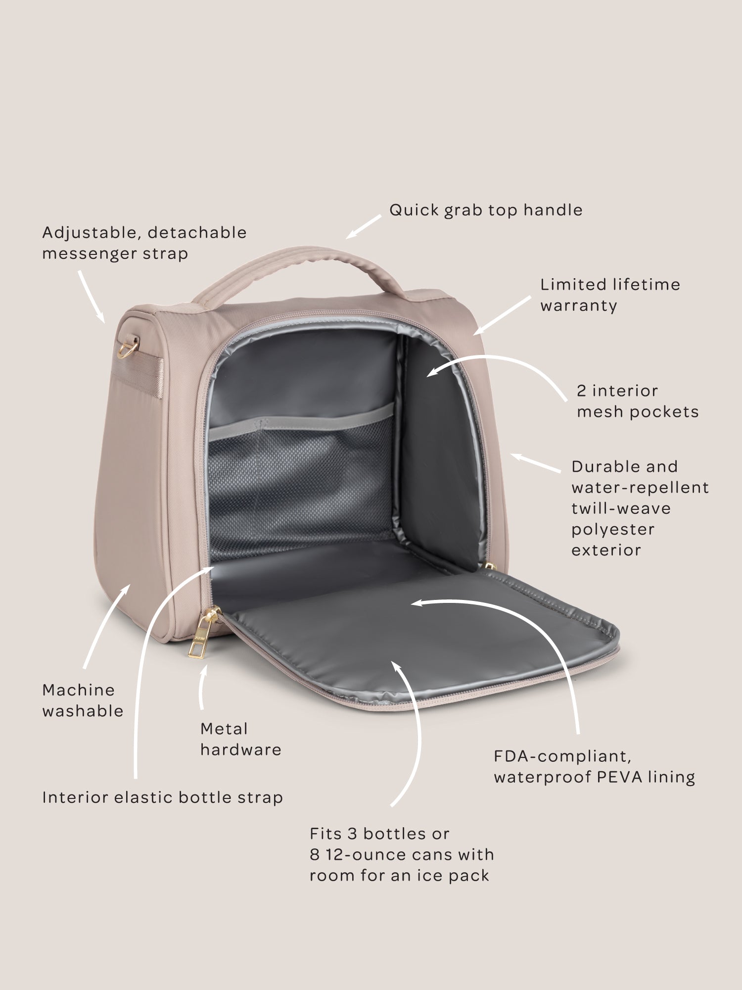 Insulated Bottle Bag - Taupe
