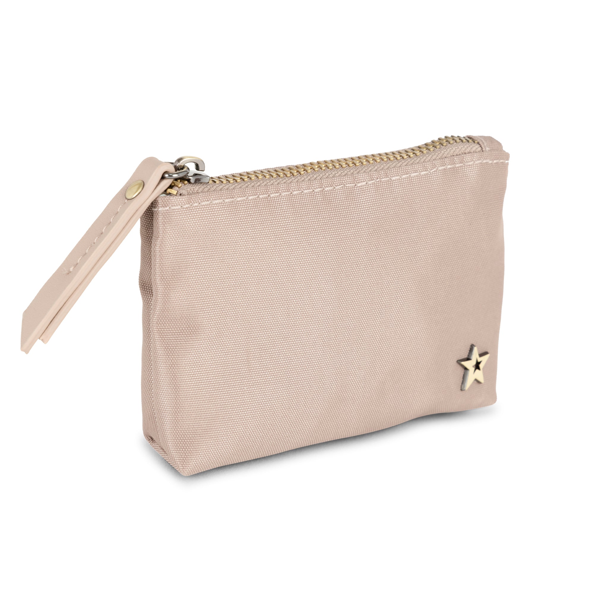 Taupe Eco Zip Coin Purse Quarter Angle View